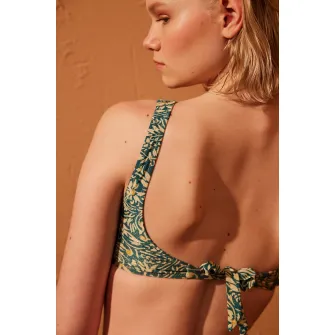 Penti, Sutien de baie cu model floral, Bej, Verde englez, 36