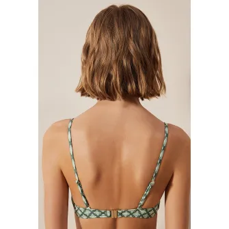 Penti, Sutien de baie cu model floral, Verde, Alb, 36