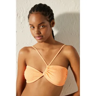 Penti, Sutien de baie cu striatii, Portocaliu pal, 42