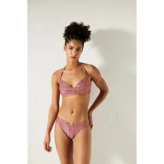 Penti, Sutien de baie halter cu aspect stralucitor, Violet, Piersica, 34