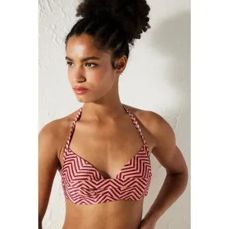 Penti, Sutien de baie halter cu aspect stralucitor, Violet, Piersica, 34
