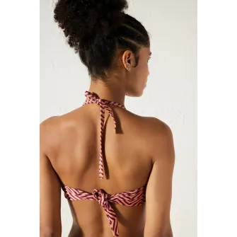 Penti, Sutien de baie halter cu aspect stralucitor, Violet, Piersica, 34