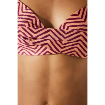 Penti, Sutien de baie halter cu aspect stralucitor, Violet, Piersica, 34