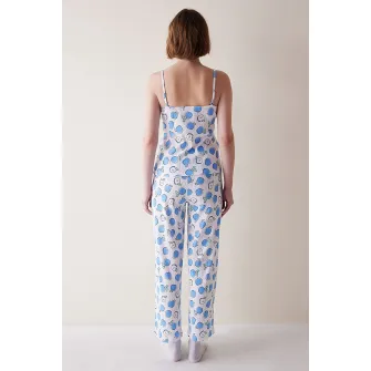 Penti, Top de pijama cu imprimeu, Alb, Albastru, M