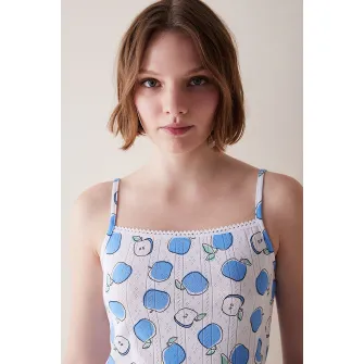 Penti, Top de pijama cu imprimeu, Alb, Albastru, M