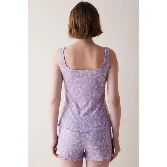 Penti, Top de pijama cu imprimeu floral, Lila, S