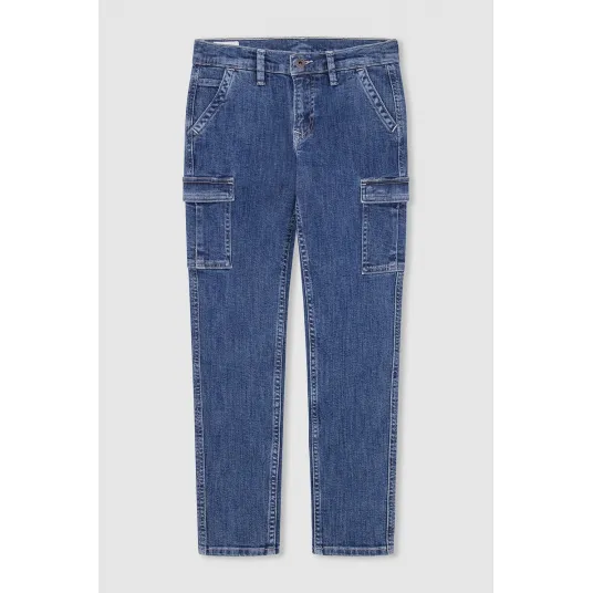 Pepe Jeans London, Blugi cu buzunare cu clapa, Albastru inchis, 152 CM
