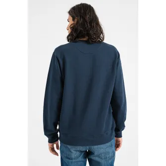 Pepe Jeans London, Bluza sport cu imprimeu si decolteu la baza gatului, Albastru marin, S
