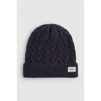 Pepe Jeans London, Caciula elastica cu model torsade, Gri antracit, 44 EU