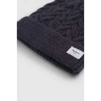 Pepe Jeans London, Caciula elastica cu model torsade, Gri antracit, 44 EU
