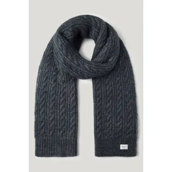 Pepe Jeans London, Fular cu design torsade, Albastru ultramarin, Alb murdar