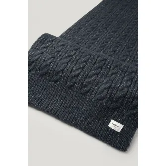 Pepe Jeans London, Fular cu design torsade, Albastru ultramarin, Alb murdar