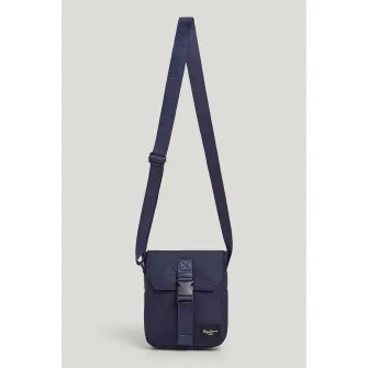 Pepe Jeans London, Geanta crossbody din piele ecologica cu bareta ajustabila, Bleumarin