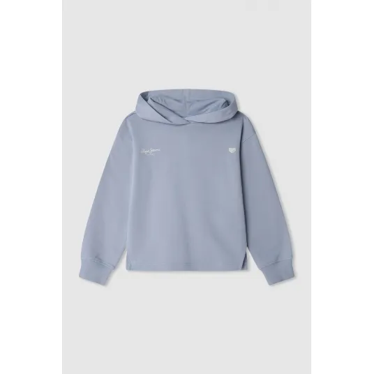 Pepe Jeans London, Hanorac regular fit cu logo, Albastru deschis, 116 CM