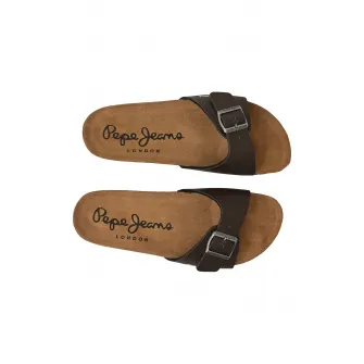 Pepe Jeans London, Papuci cu catarame, Maro inchis, 41