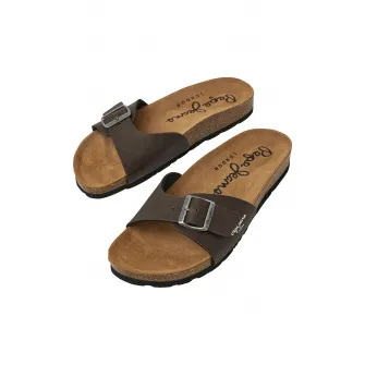 Pepe Jeans London, Papuci cu catarame, Maro inchis, 41