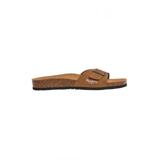 Pepe Jeans London, Papuci uni cu catarame, Maro scortisoara, 42