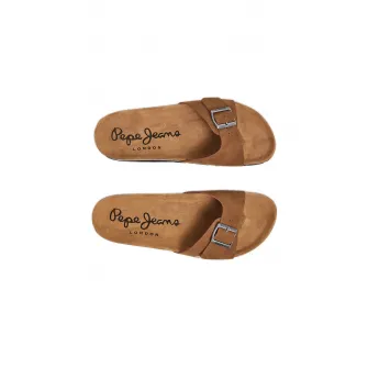 Pepe Jeans London, Papuci uni cu catarame, Maro scortisoara, 42