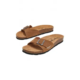 Pepe Jeans London, Papuci uni cu catarame, Maro scortisoara, 44