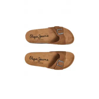 Pepe Jeans London, Papuci uni cu catarame, Maro scortisoara, 44
