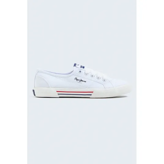 Pepe Jeans London, Tenisi de bumbac cu siret, Albastru pastel, 39