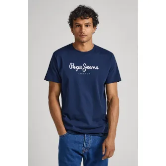 Pepe Jeans London, Tricou regular fit cu imprimeu logo pe piept Eggo, Albastru marin, M