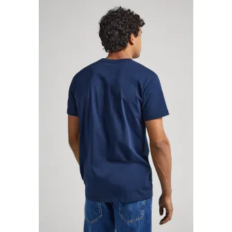 Pepe Jeans London, Tricou regular fit cu imprimeu logo pe piept Eggo, Albastru marin, M