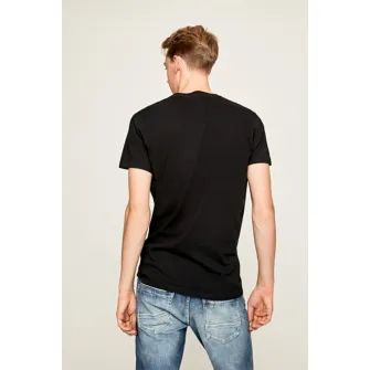 Pepe Jeans London, Tricou regular fit cu imprimeu logo pe piept Eggo, Alb, Negru, M
