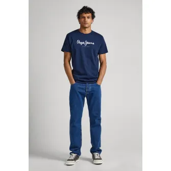 Pepe Jeans London, Tricou regular fit cu imprimeu logo pe piept Eggo, Albastru marin, M