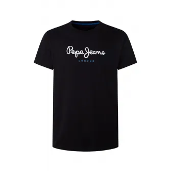 Pepe Jeans London, Tricou regular fit cu imprimeu logo pe piept Eggo, Alb, Negru, M