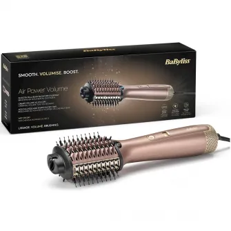 Perie cu aer cald BaByliss Air Power Volume AS95E 1000W, 3 trepte de temperatura, 2 trepte de viteza, roz