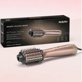 Perie cu aer cald BaByliss Air Power Volume AS95E 1000W, 3 trepte de temperatura, 2 trepte de viteza, roz