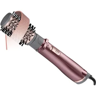 Perie rotativa BaByliss AS960E, 1000W, Ionizare, 4 Accesorii, 2 Setari temperatura/viteza, Cool-Shot, geanta depozitare,Roz-Gri