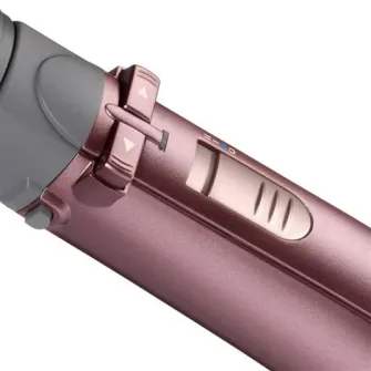 Perie rotativa BaByliss AS960E, 1000W, Ionizare, 4 Accesorii, 2 Setari temperatura/viteza, Cool-Shot, geanta depozitare,Roz-Gri
