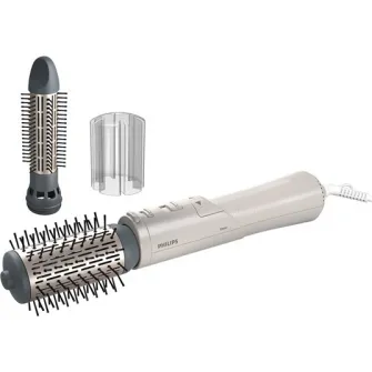 Perie rotativa cu aer cald Philips Seria 7000 BHA710/00, 1000W, ingrijire cu ioni, 2 accesorii, setare temperatura de ingrijire si aer rece, peri naturali, invelis ceramic din turmalina, Alb/crem