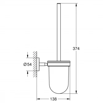 Perie WC Grohe BauCosmopolitan, fixare perete ascunsa, sticla/crom