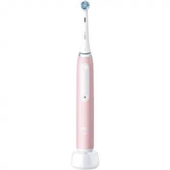 Periuta de dinti electrica Oral-B iO3 cu Tehnologie Magnetica si Micro-Vibratii, Senzor de presiune Smart, 3 moduri, 1 capat, Trusa de calatoriea, Roz
