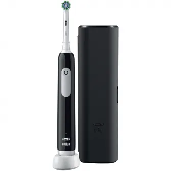 Periuta de dinti electrica Oral-B Pro 1, Curatare 3D, 3 programe, 1 capat de periaj, trusa de calatorie, Negru