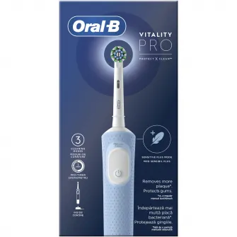 Periuta de dinti electrica Oral-B Vitality Pro, Curatare 3D, 3 programe, 1 capat, Albastru