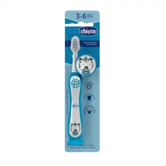 Periuta de dinti pentru copii, Chicco Tiger, albastru, 3-6 ani+