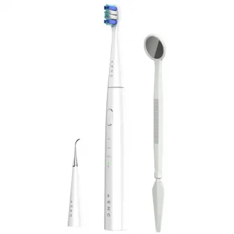 Periuta de dinti sonica electrica Aeno ADB0008, 30000 rpm, 3 moduri de curatare, IPX7, 3 capete de perie + instrument metalic de curatare + oglinda incluse, alb