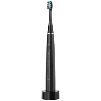 Periuta de dinti sonica electrica smart Aeno ADB0002S, 4 +8 moduri de curatare smart, incarcare wireless, 46000rpm, 90 de zile fara incarcare, IPX7, 3 capete de perie incluse, negru
