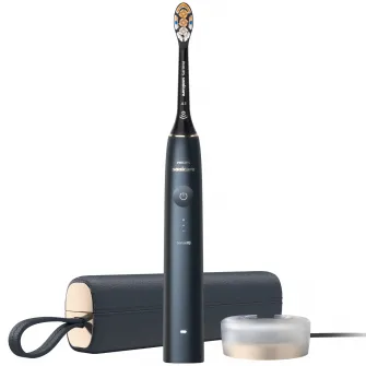 Periuta electrica sonica Philips Prestige 9900 HX9992/12, 62000 miscari/minut, tehnologie SenseIQ, aplicatie Sonicare cu inteligenta artificiala, wireless Bluetooth, senzori integrati, 5 moduri personalizabile, 1 cap de periere, Albastru