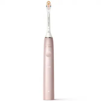 Periuta electrica sonica Philips Prestige 9900 HX9992/31, 62000 miscari/minut, tehnologie SenseIQ, aplicatie Sonicare cu inteligenta artificiala, wireless Bluetooth, senzori, 5 moduri personalizabile, 1 cap de periere, toc de incarcare USB, Roz