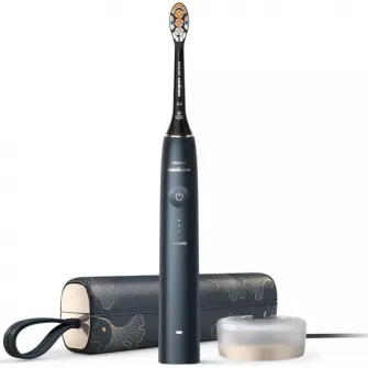 Periuta electrica sonica Philips Prestige 9900 HX9992/42, 62000 miscari/minut, tehnologie SenseIQ, aplicatie Sonicare cu inteligenta artificiala, wireless Bluetooth, senzori, 5 moduri personalizabile, 1 cap de periere, toc de incarcare USB, Albastru