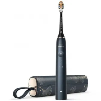 Periuta electrica sonica Philips Prestige 9900 HX9992/42, 62000 miscari/minut, tehnologie SenseIQ, aplicatie Sonicare cu inteligenta artificiala, wireless Bluetooth, senzori, 5 moduri personalizabile, 1 cap de periere, toc de incarcare USB, Albastru