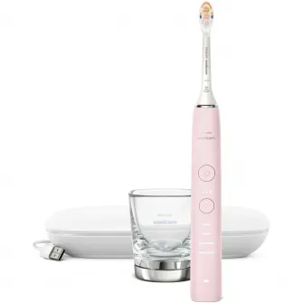 Periuta electrica sonica Philips Sonicare HX9911/21 Diamond Clean 9000 HX9911/21, 4 moduri de periere, 3 intensitati, 1 toc de transport cu USB incarcare , 1 pahar, roz