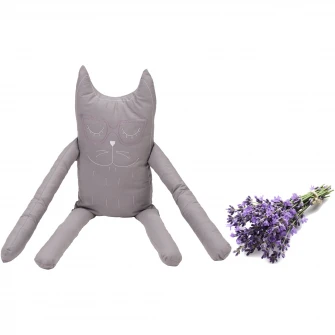 Perna in forma de pisica SomnArt, bumbac, umplutura lavanda, Gri