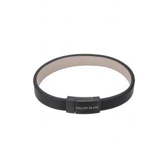 Philipp Blanc, Bratara de piele cu logo, Negru