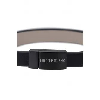 Philipp Blanc, Bratara de piele cu logo, Negru